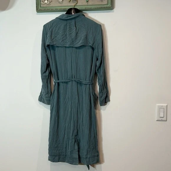 Chaser heirloom woven long sleeve belted trenchcoat coastal cloud wash small new - Picture 7 of 7